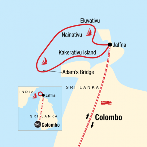 Sailing Sri Lanka - North Coast - Tour Map