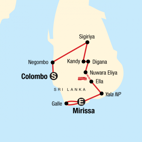 Sri Lanka Encompassed - Tour Map