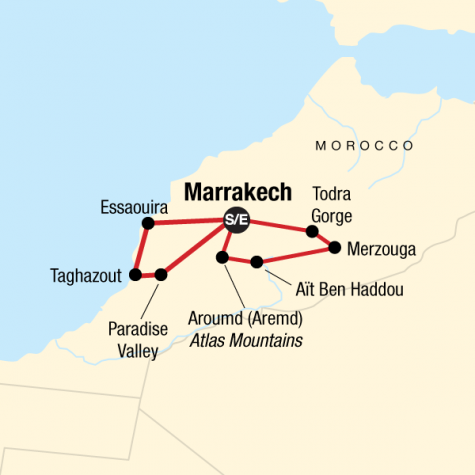 Morocco Deserts & Beaches - Tour Map