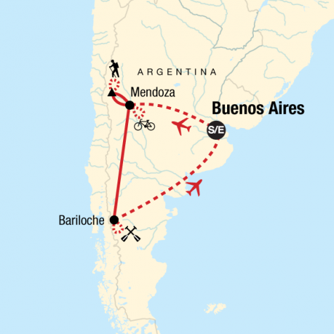 Mendoza and Bariloche Multisport - Tour Map