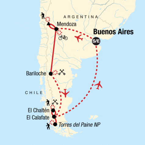 Argentina & Chile Multisport - Tour Map