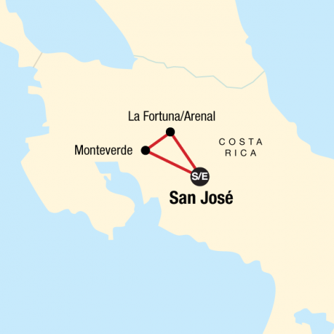 Costa Rica: Monteverde and La Fortuna - Tour Map