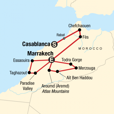 Morocco Adventure - Tour Map
