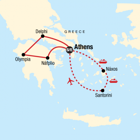 Greece: Ancient Ruins & Iconic Islands - Tour Map
