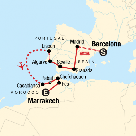 Spain, Portugal and Morocco Highlights - Tour Map