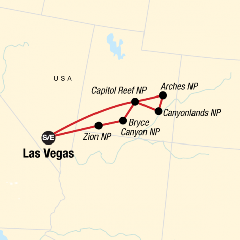 Hiking Utah's Big 5 - Tour Map