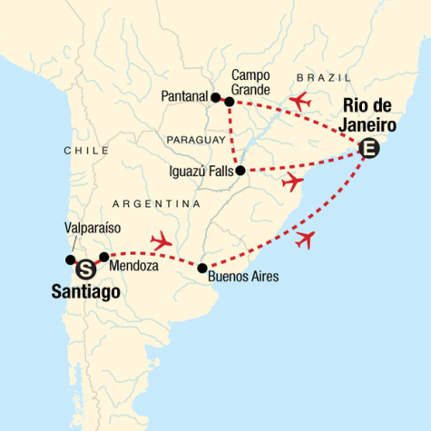 Discover Chile, Argentina, & Brazil - Tour Map