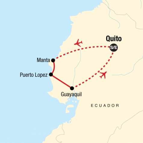 Ecuador Beaches & Coastal Adventure - Tour Map