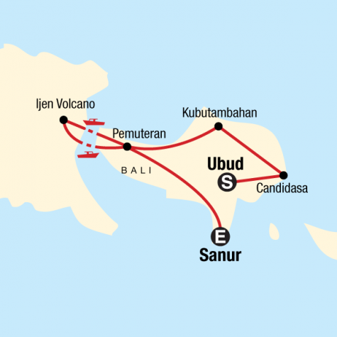 Active Bali and Java - Tour Map