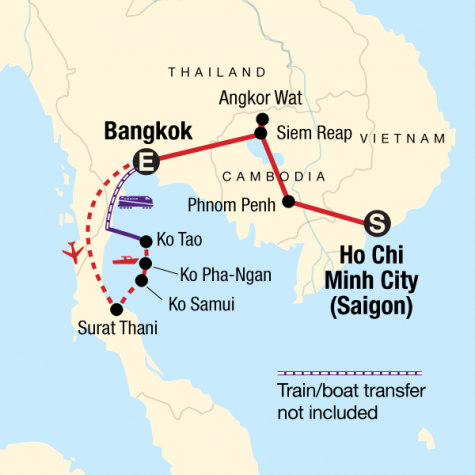 Classic Cambodia and Thai Islands – East Coast - Tour Map