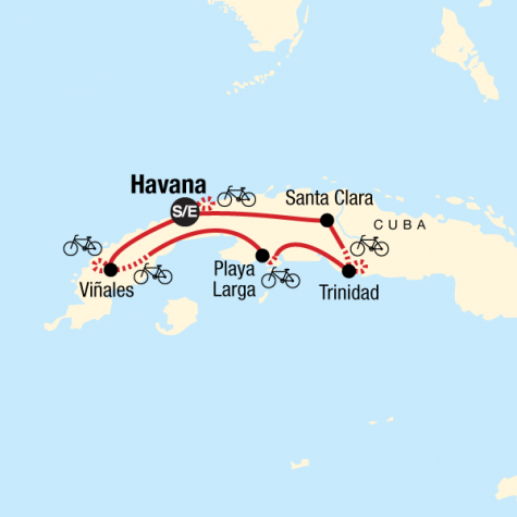 Biking Cuba - Tour Map