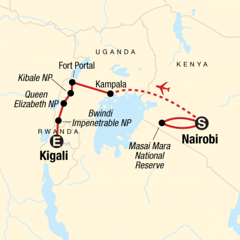 Masai Mara & Gorilla Adventure - Tour Map