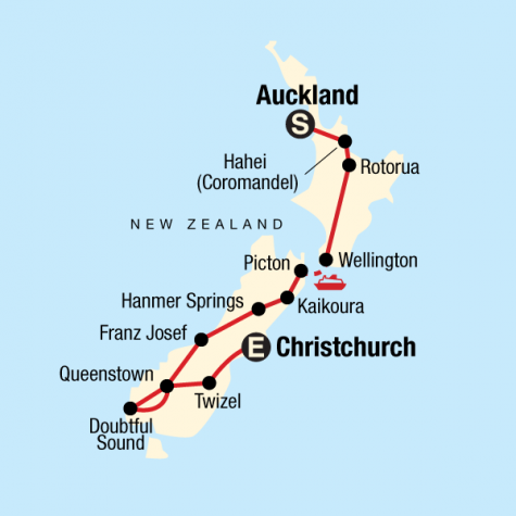 Highlights of New Zealand - Tour Map